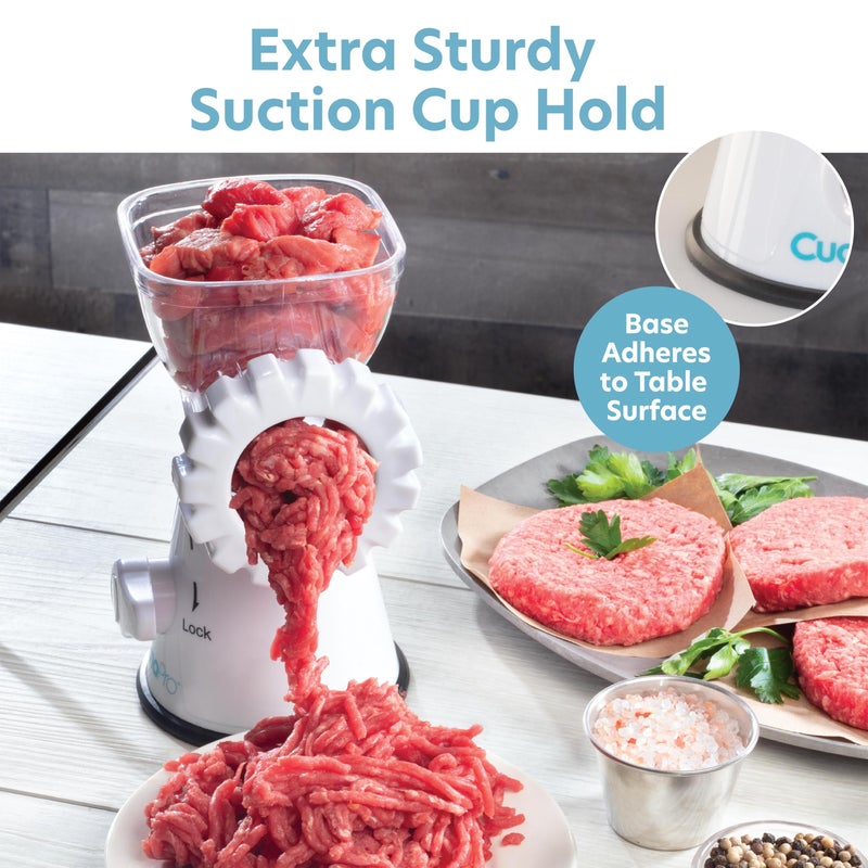 CucinaPro مطحنة لحم يدوية - مفرمة مع 2 لوحات من الفولاذ المقاوم للصدأ، ملحق سجق، ضغط، قاعدة شفط قوية وتصميم آمن في غسالة الصحون - اصنع سجق منزلي، كرات لحم مفرومة أو همبرغر - Image 3